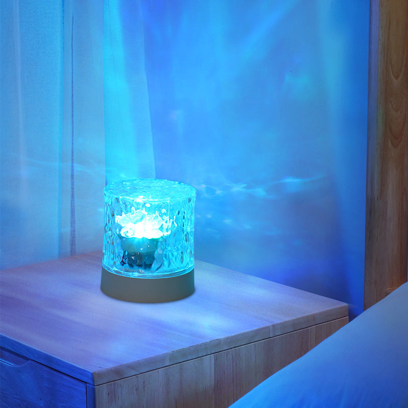 Moderne Art Deco Cylinder Projection Acrylic LED Table Lamp for Bedroom