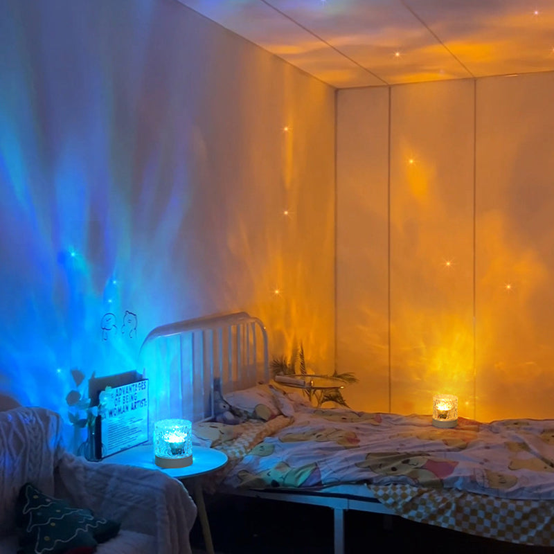Moderne Art Deco Cylinder Projection Acrylic LED Table Lamp for Bedroom