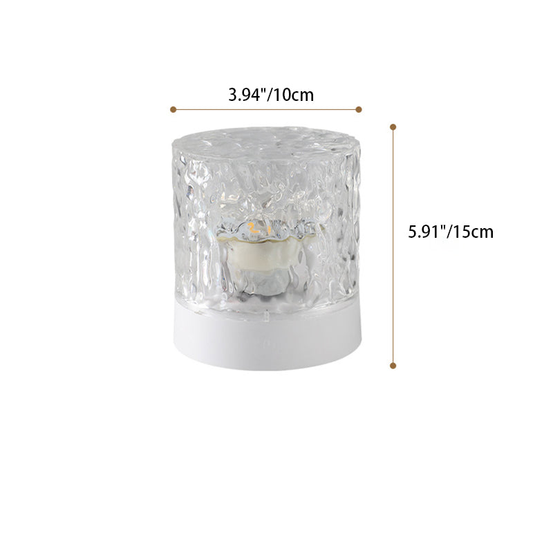 Moderne Art Deco Cylinder Projection Acrylic LED Table Lamp for Bedroom