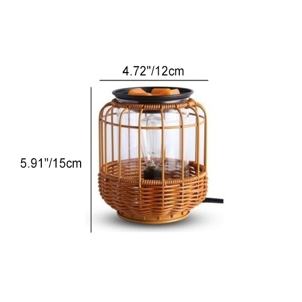 Traditional Chinese Rattan Iron 1-Light Table Lamp Living Room