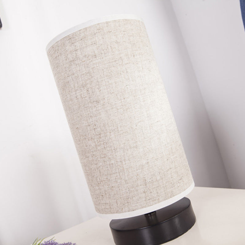 Traditional Japanese Cylinder Iron Fabric 1-Light Table Lamp