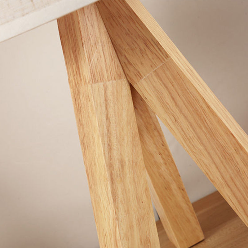 Contemporary Creative Cylinder Wood Fabric 1-Light Table Lamp