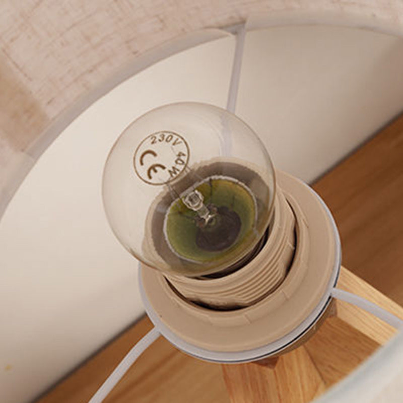 Contemporary Creative Cylinder Wood Fabric 1-Light Table Lamp