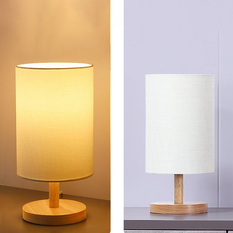Traditional Japanese Cylinder Fabric 1-Light Table Lamp