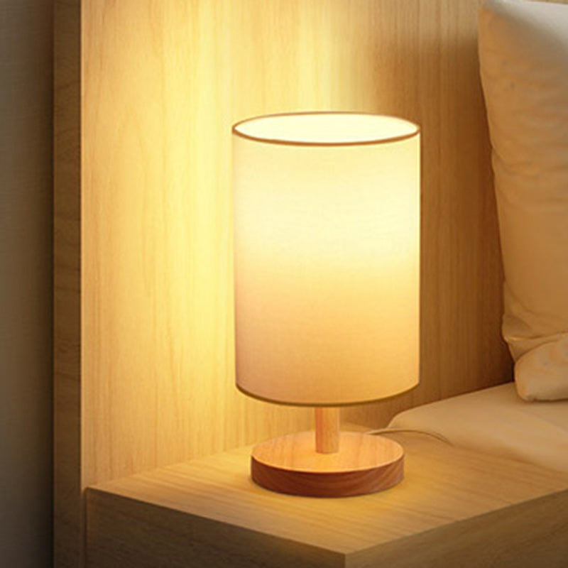 Traditional Japanese Cylinder Fabric 1-Light Table Lamp