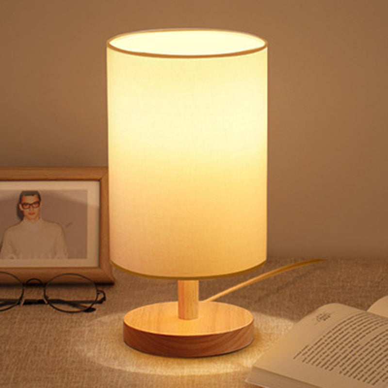 Traditional Japanese Cylinder Fabric 1-Light Table Lamp