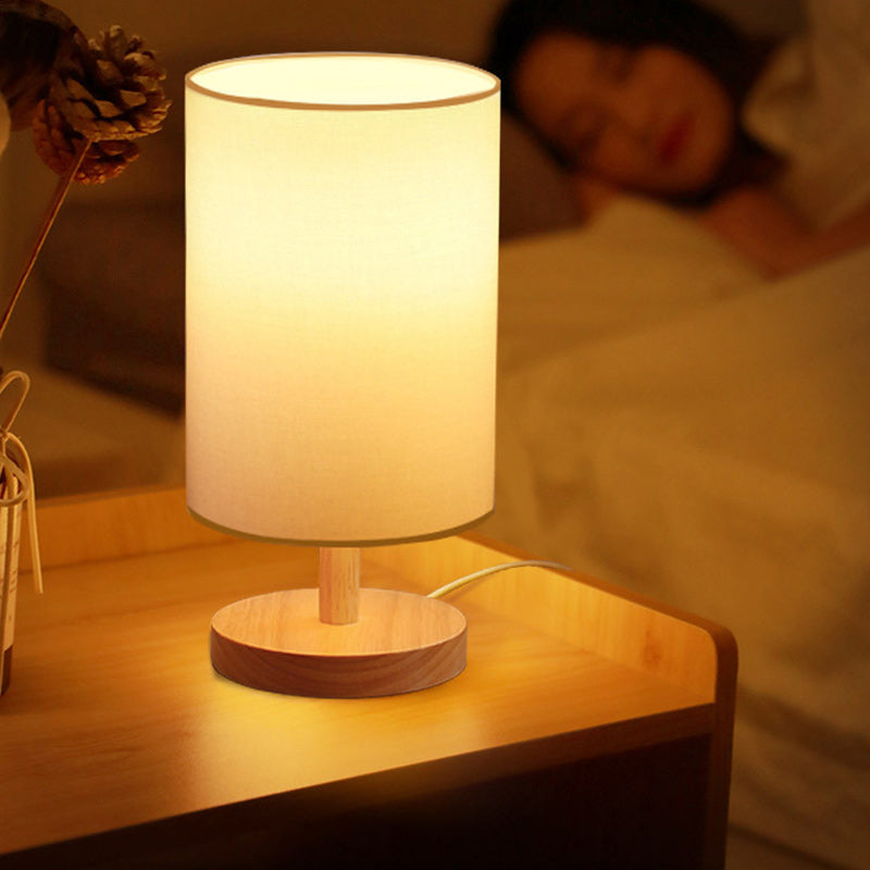 Traditional Japanese Cylinder Fabric 1-Light Table Lamp