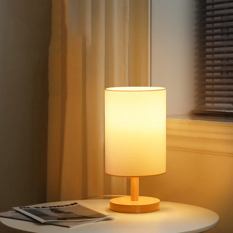 Traditional Japanese Cylinder Fabric 1-Light Table Lamp