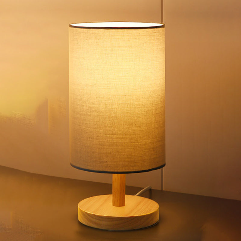 Traditional Japanese Cylinder Fabric 1-Light Table Lamp