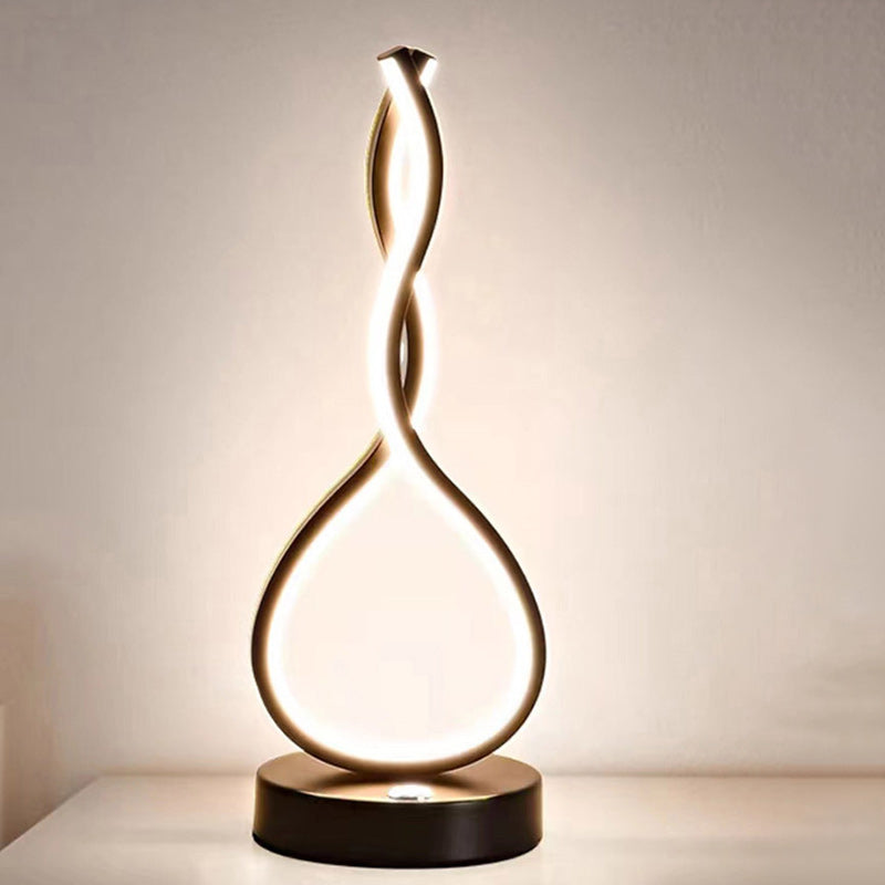 Modern Minimalist LED Table Lamp - Elliptical Design, Black