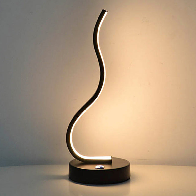 Modern Minimalist LED Table Lamp - Elliptical Design, Black