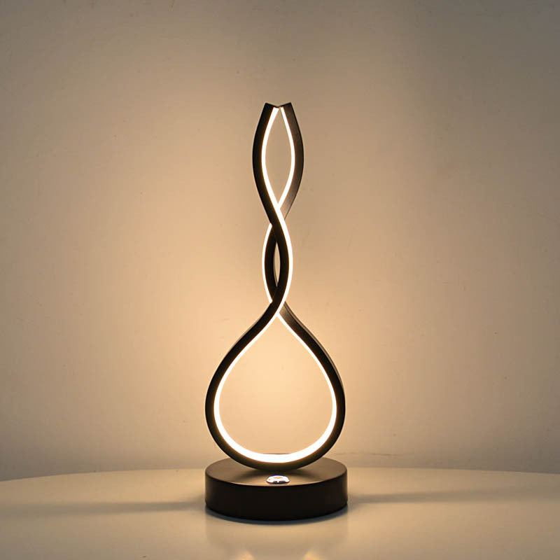 Modern Minimalist LED Table Lamp - Elliptical Design, Black
