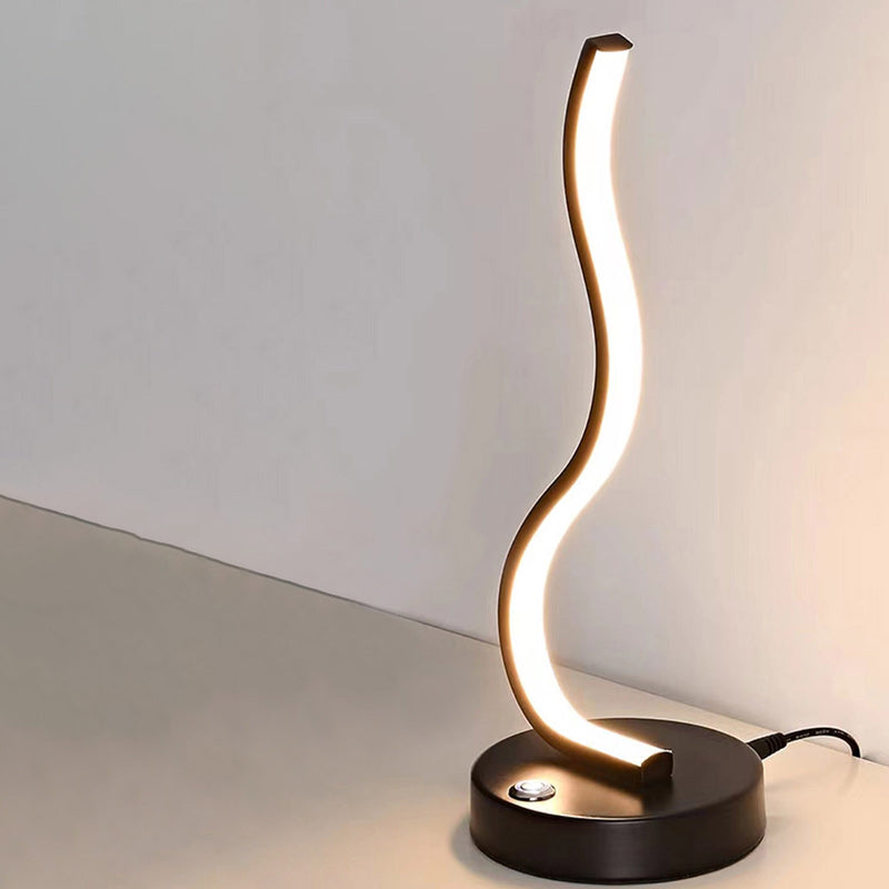 Modern Minimalist LED Table Lamp - Elliptical Design, Black