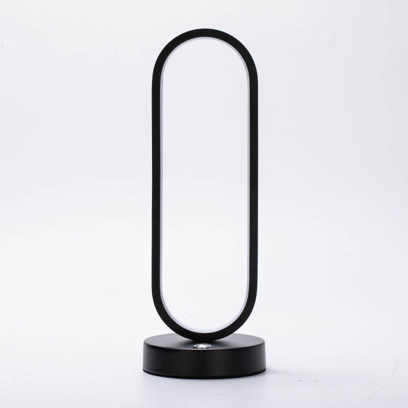 Modern Minimalist LED Table Lamp - Elliptical Design, Black