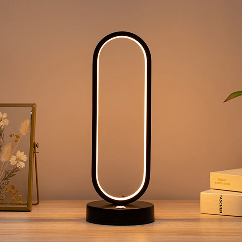Modern Minimalist LED Table Lamp - Elliptical Design, Black