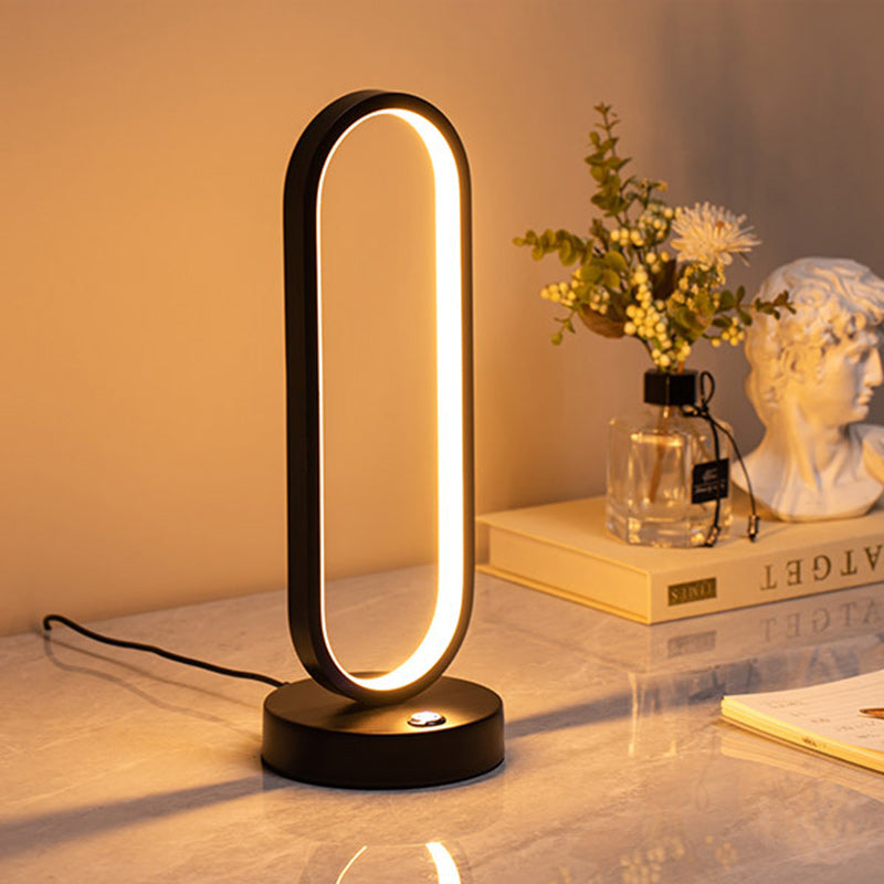 Modern Minimalist LED Table Lamp - Elliptical Design, Black