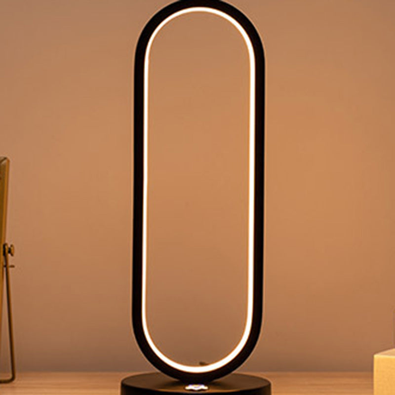 Modern Minimalist LED Table Lamp - Elliptical Design, Black