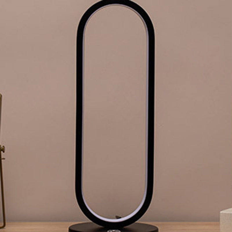 Modern Minimalist LED Table Lamp - Elliptical Design, Black