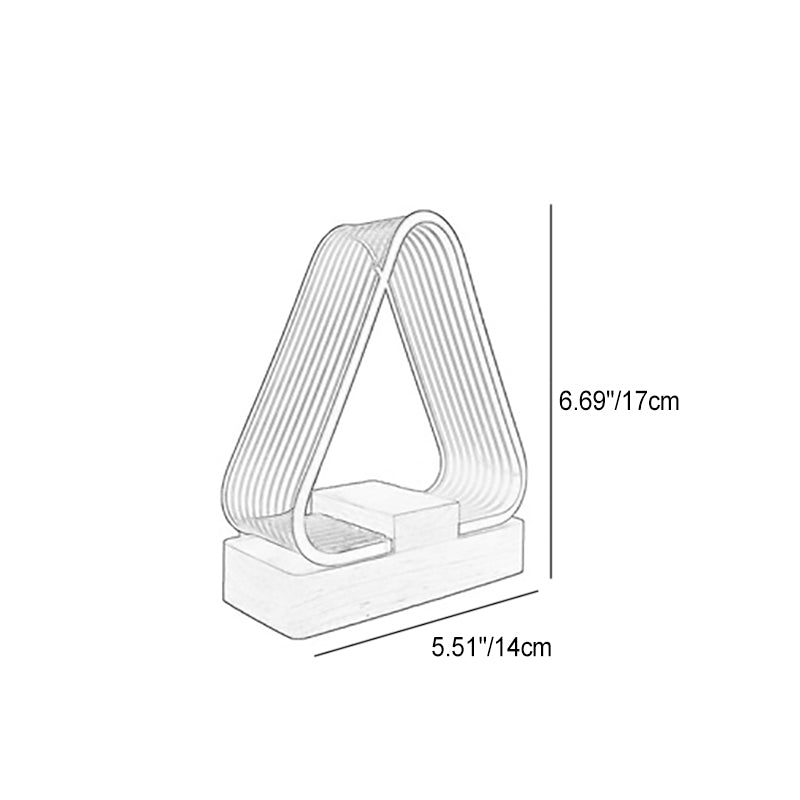 Contemporary Creative Rechargeable Wooden Rectangle Base Triangle Acrylic USB LED Table Lamp Night Light for Bedside