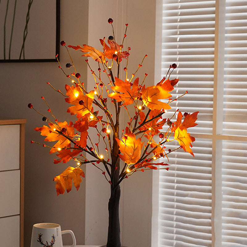 Contemporary Scandinavian Tree Maple Leaf LED Table Lamp for Bedroom