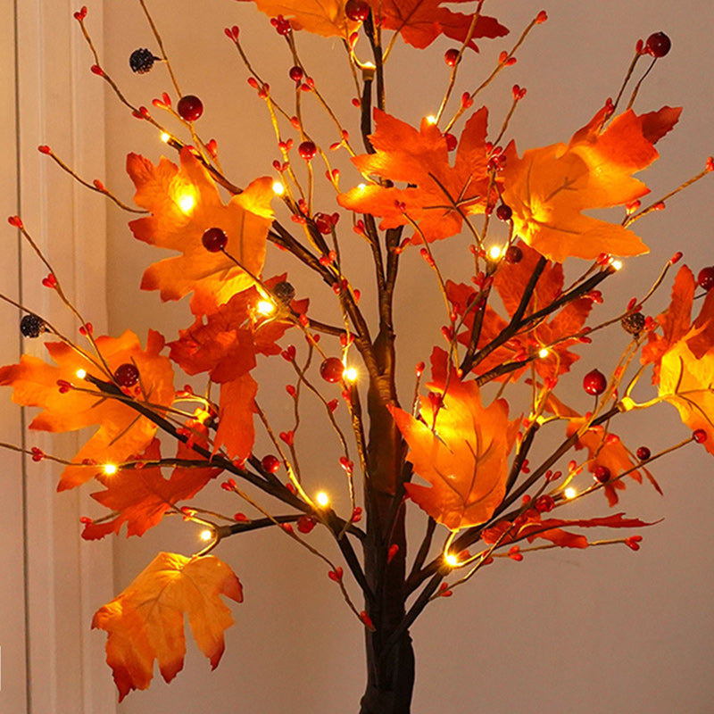 Contemporary Scandinavian Tree Maple Leaf LED Table Lamp for Bedroom