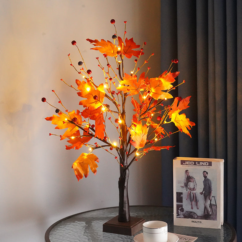 Contemporary Scandinavian Tree Maple Leaf LED Table Lamp for Bedroom