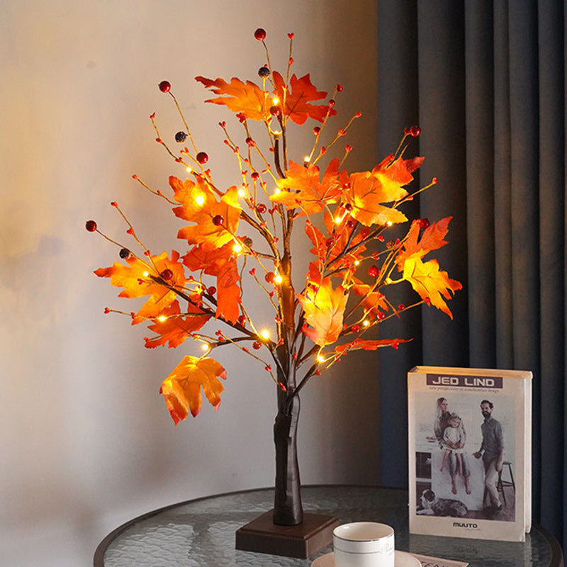 Contemporary Scandinavian Tree Maple Leaf LED Table Lamp for Bedroom