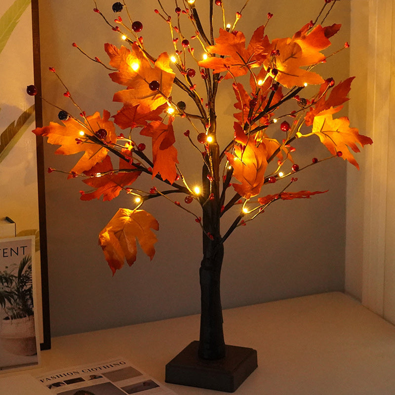 Contemporary Scandinavian Tree Maple Leaf LED Table Lamp for Bedroom