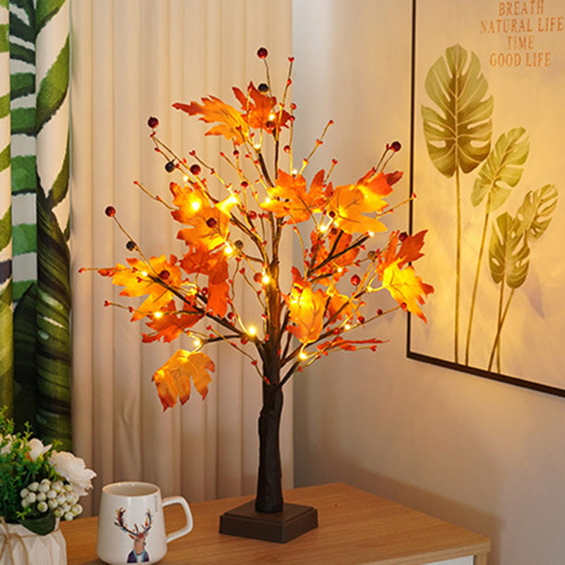 Contemporary Scandinavian Tree Maple Leaf LED Table Lamp for Bedroom