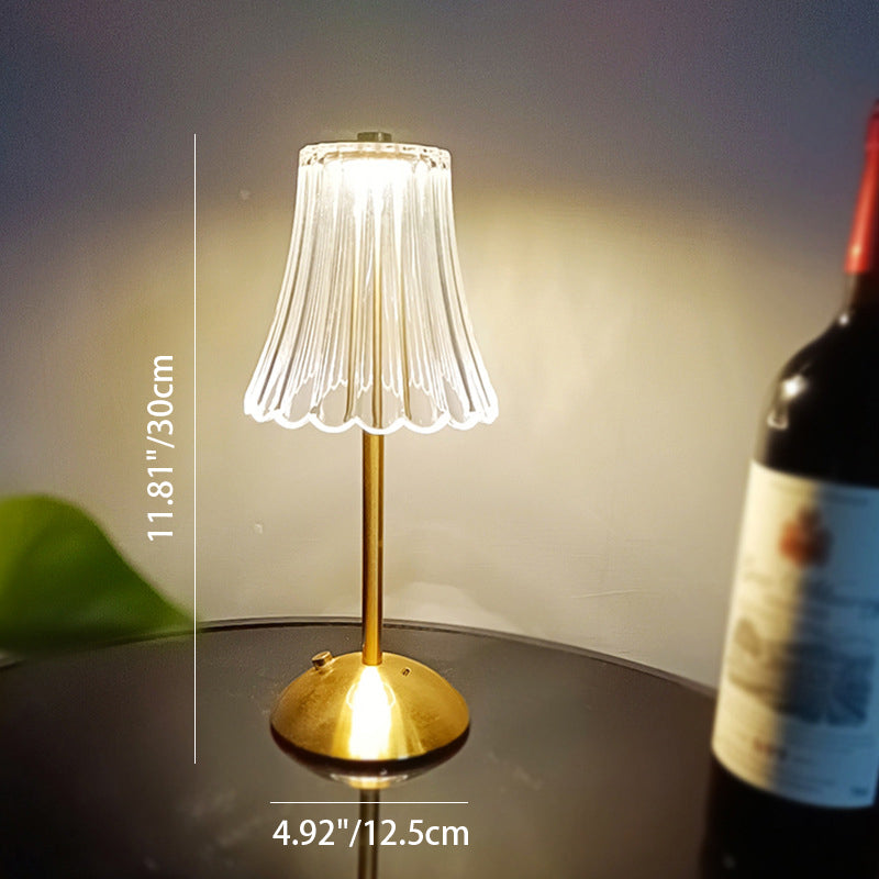 Vintage Rechargeable LED Table Lamp with Crystal Shade for Bedroom