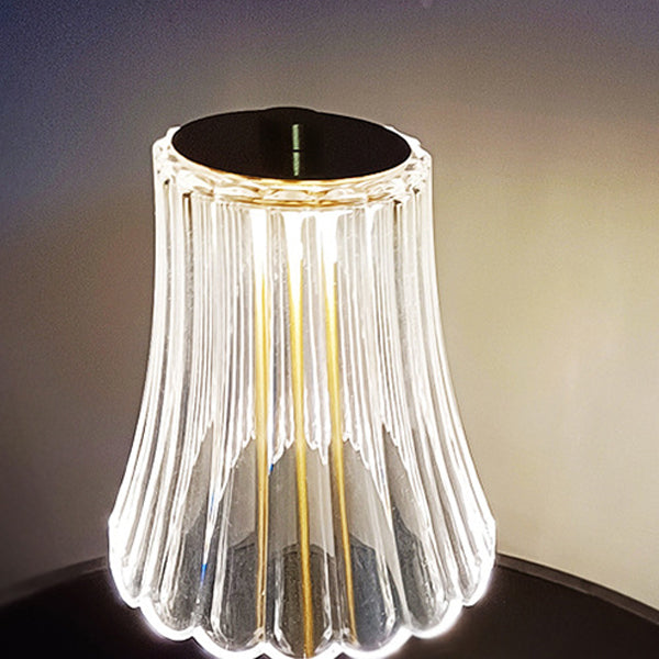Vintage Rechargeable LED Table Lamp with Crystal Shade for Bedroom