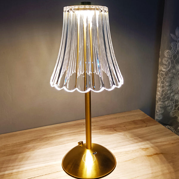 Vintage Rechargeable LED Table Lamp with Crystal Shade for Bedroom