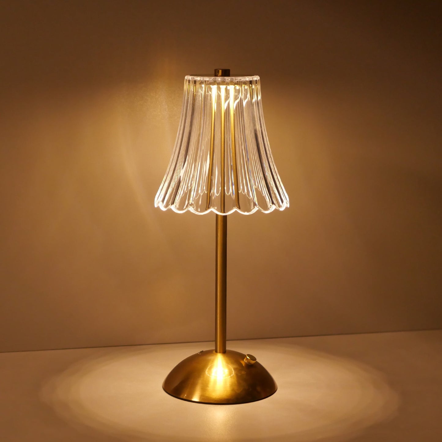 Vintage Rechargeable LED Table Lamp with Crystal Shade for Bedroom