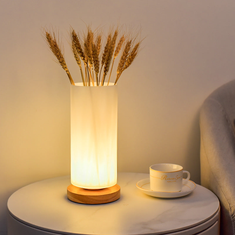 Contemporary Scandinavian Rectangular Cylinder LED Table Lamp for Bedroom