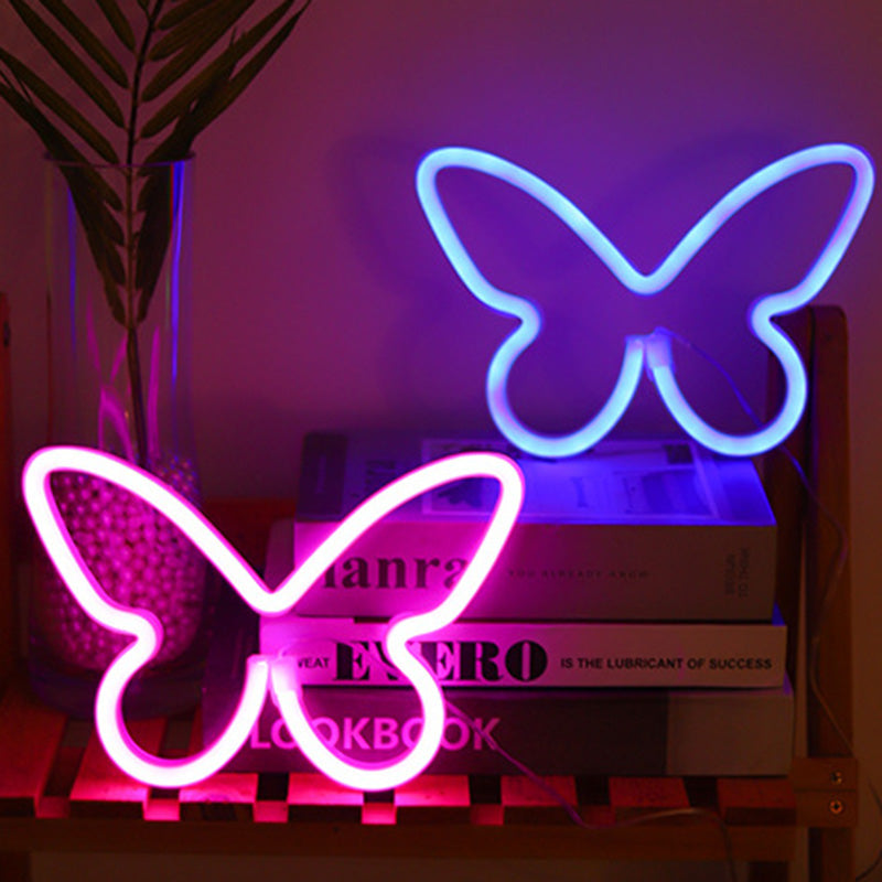 Moderne Art Deco Butterfly Shade Neon LED Table Lamp Bedroom
