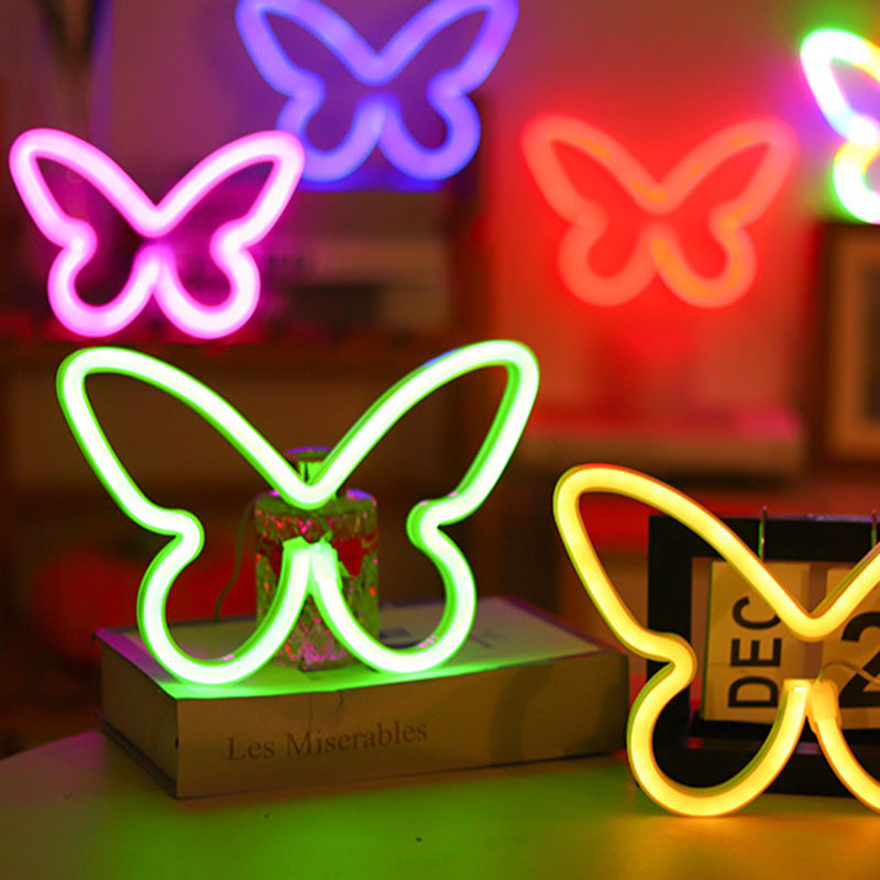 Moderne Art Deco Butterfly Shade Neon LED Table Lamp Bedroom
