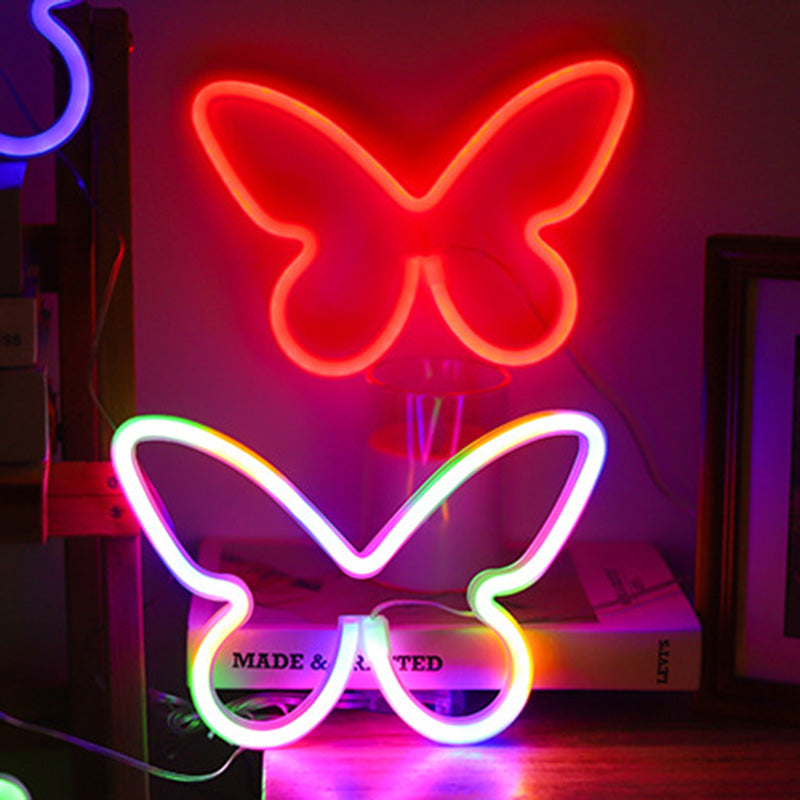 Moderne Art Deco Butterfly Shade Neon LED Table Lamp Bedroom