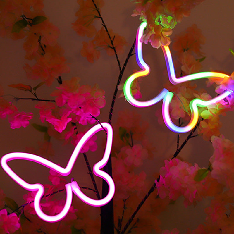 Moderne Art Deco Butterfly Shade Neon LED Table Lamp Bedroom