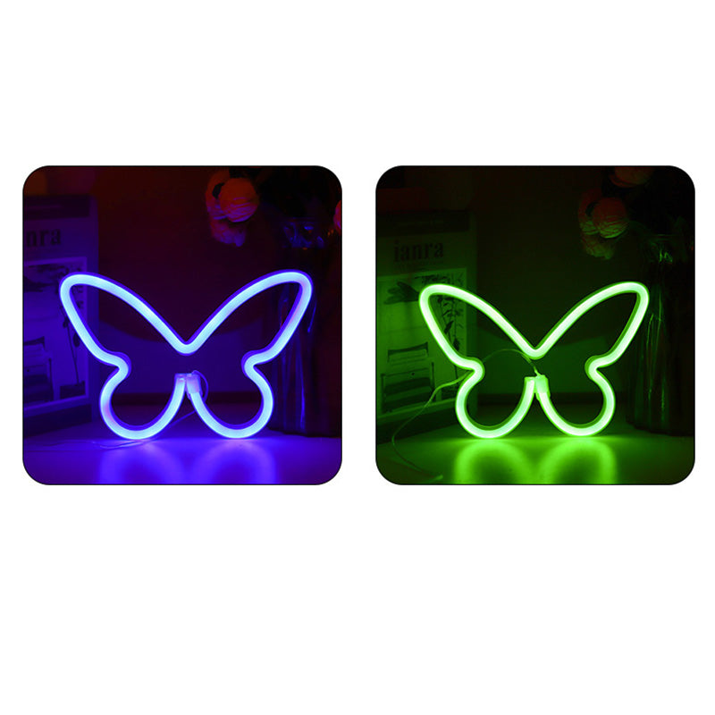 Moderne Art Deco Butterfly Shade Neon LED Table Lamp Bedroom