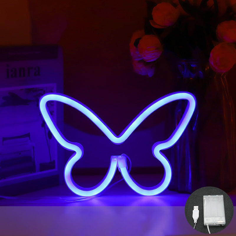 Moderne Art Deco Butterfly Shade Neon LED Table Lamp Bedroom