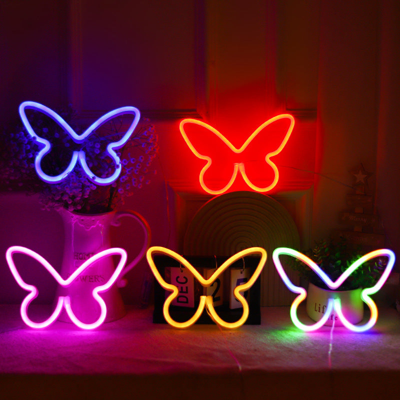 Moderne Art Deco Butterfly Shade Neon LED Table Lamp Bedroom