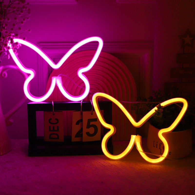 Moderne Art Deco Butterfly Shade Neon LED Table Lamp Bedroom