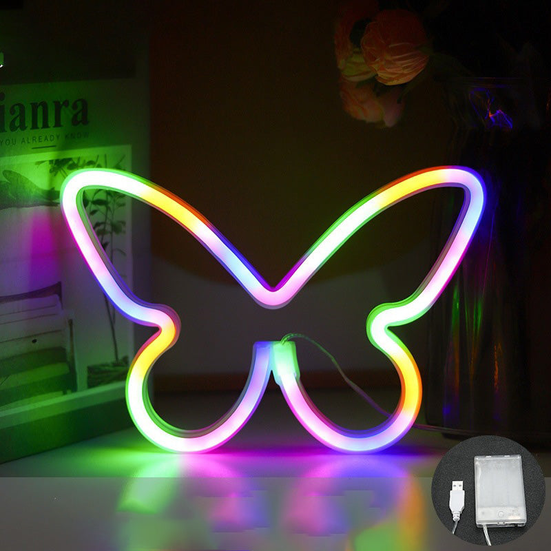 Moderne Art Deco Butterfly Shade Neon LED Table Lamp Bedroom