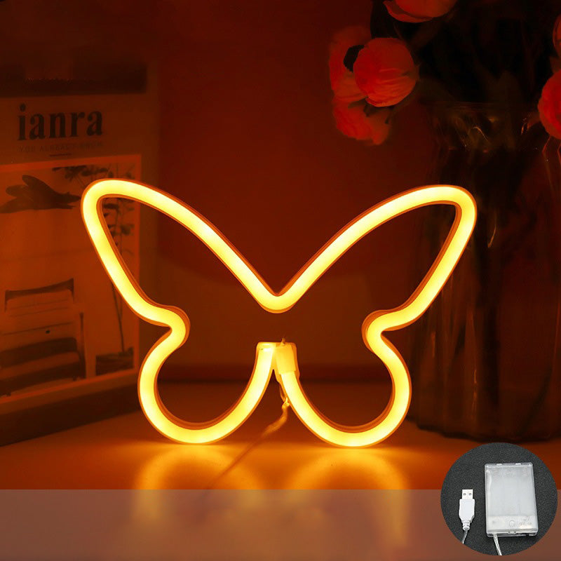 Moderne Art Deco Butterfly Shade Neon LED Table Lamp Bedroom