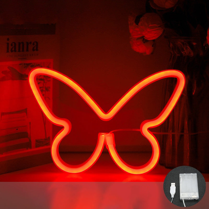 Moderne Art Deco Butterfly Shade Neon LED Table Lamp Bedroom