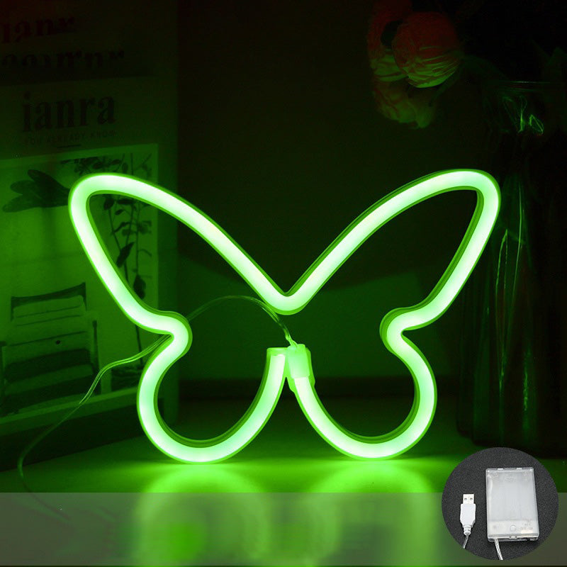 Moderne Art Deco Butterfly Shade Neon LED Table Lamp Bedroom