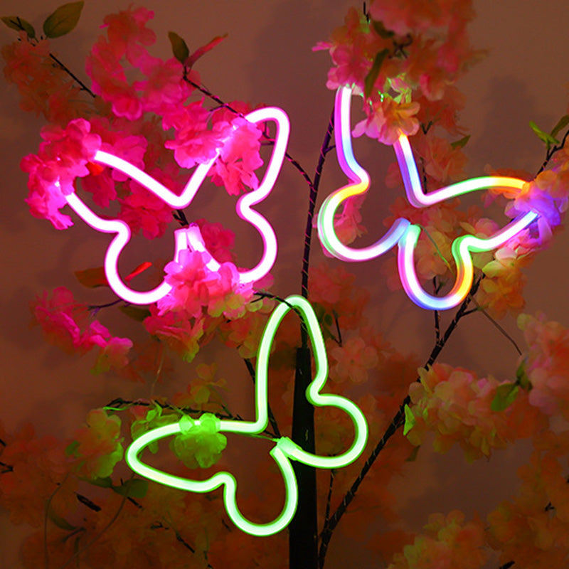 Moderne Art Deco Butterfly Shade Neon LED Table Lamp Bedroom