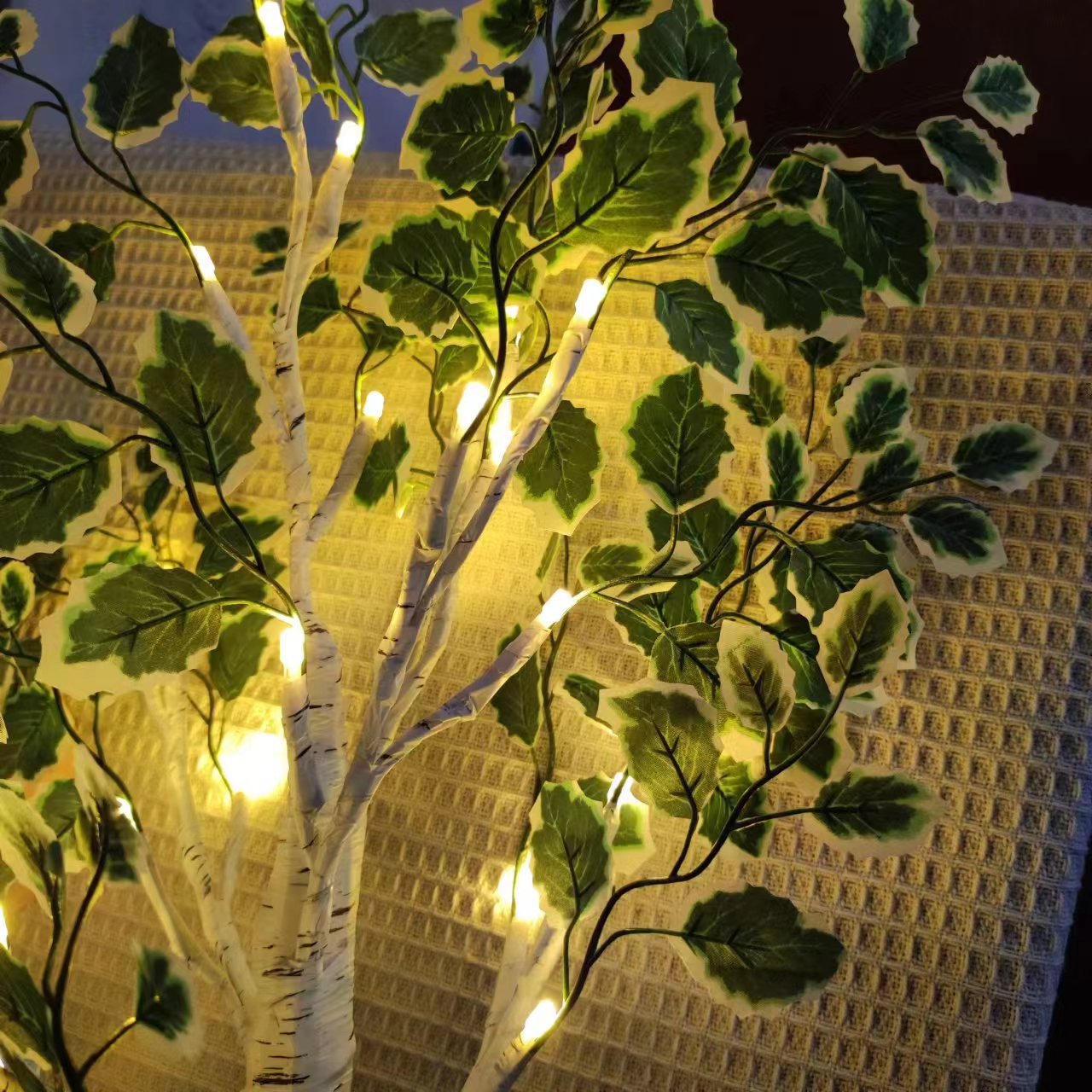 Contemporary Creative Plastic Fabric LED Birch Tree Table Lamp for Bedroom
