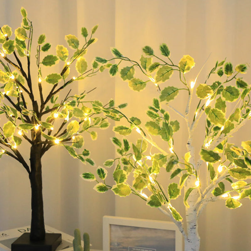 Contemporary Creative Plastic Fabric LED Birch Tree Table Lamp for Bedroom