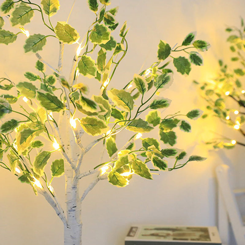 Contemporary Creative Plastic Fabric LED Birch Tree Table Lamp for Bedroom